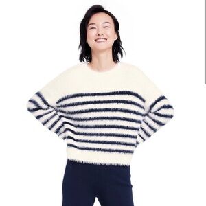 La Ligne X Target Women's Fuzzy Yarn Striped Crewneck Sweater